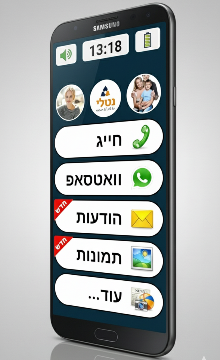 ממשק בייסיק סמארטפון עם כפתורים גדולים ללחיצה ארוכה